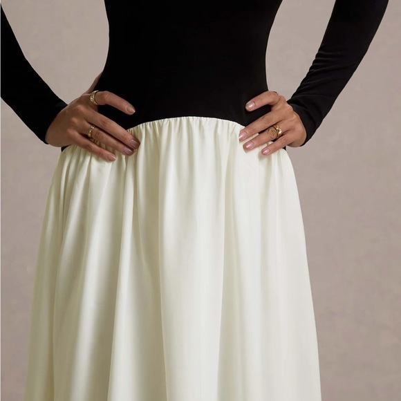 Club L London Black and White Drop-Waist Maxi Dress- Bendetta Dress - Picture 4 of 4